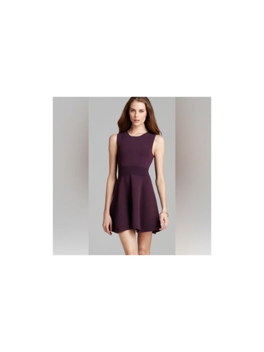 Theory Dominay Ventura Dark Purple Plum Knit Fit & Flare Dress P Size 2
